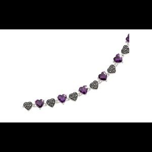 Sterling Silver Amethyst/Marcasite Heart Bracelet